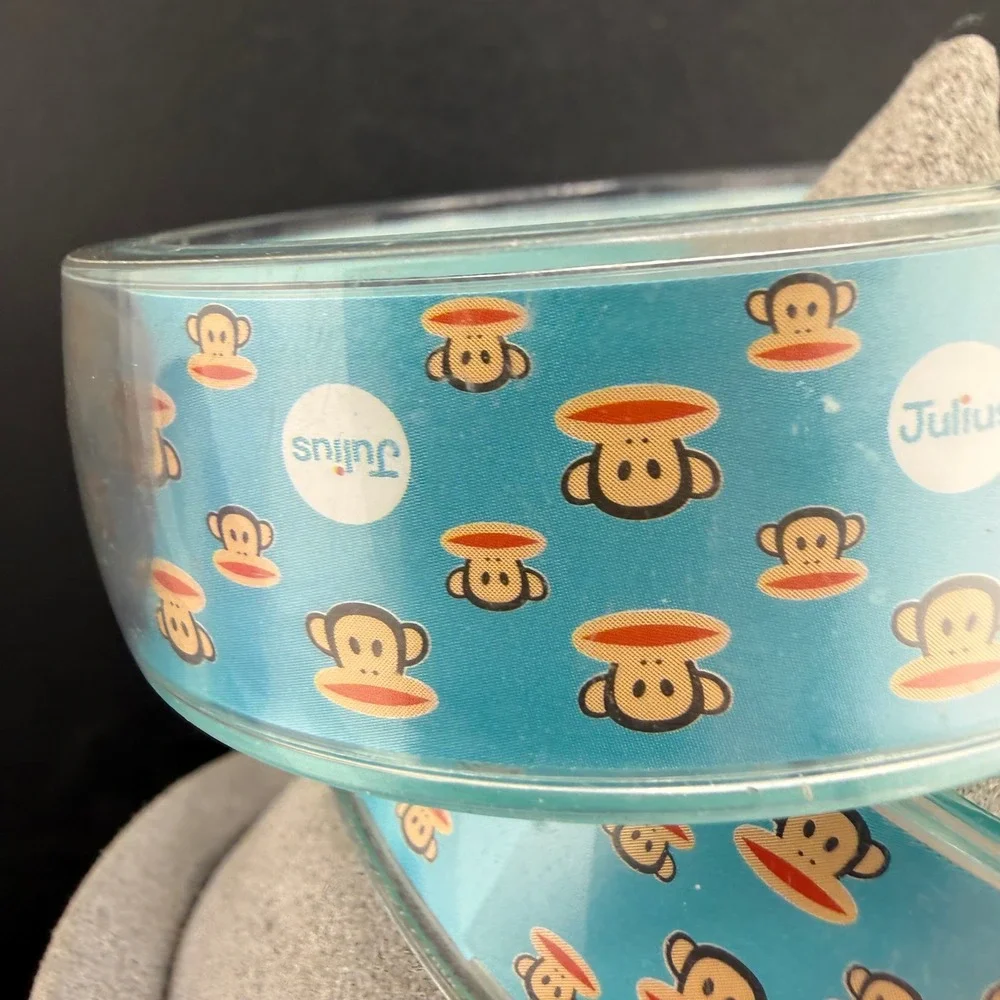 Vintage Paul Frank Bangle Bracelet Blue Julius Monkey Acrylic Set  7.5